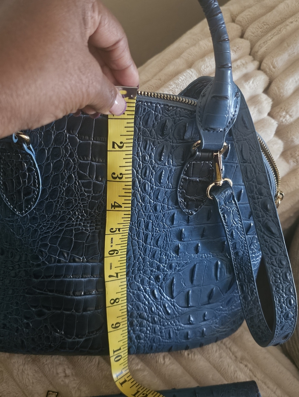 Dark Teal Croc-Embossed Women’s Satchel